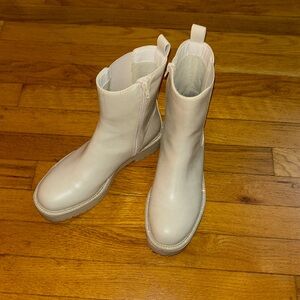 Ivory Rhinestone Lug Boots